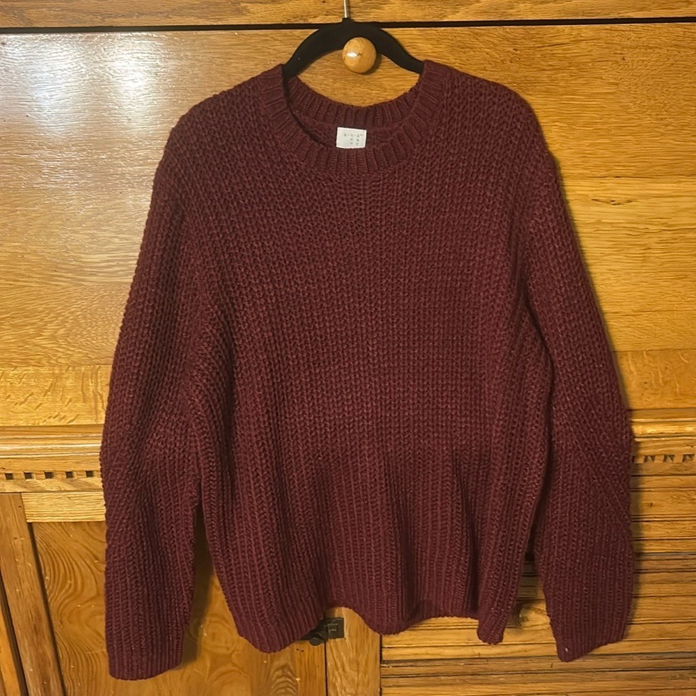Cozy Academia Gorpcore Outdoors Hygge A New Day XXL Burgundy Chunky Knit Sweater